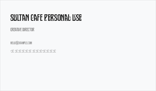 Sultan Cafe PERSONAL USE Business Card
