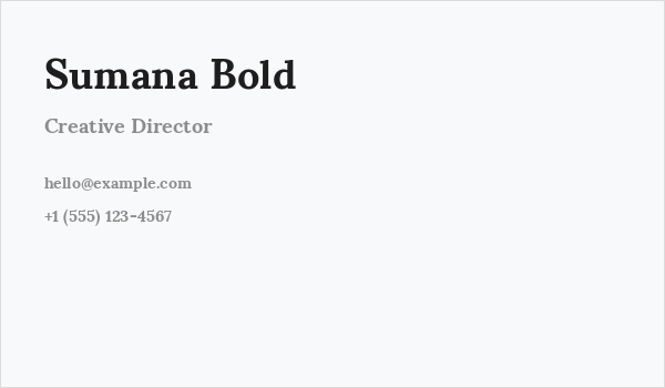 Sumana Bold Business Card