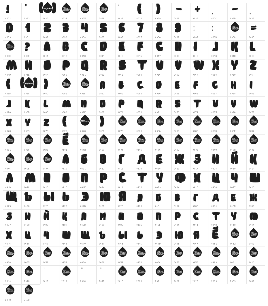 SumkinfreetypeMRfrukta2010 Character Map