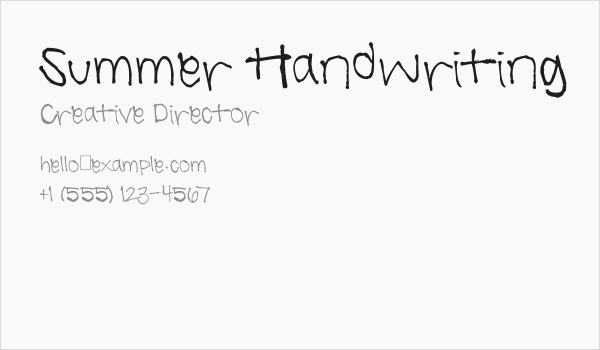 Summer Handwriting Business Card