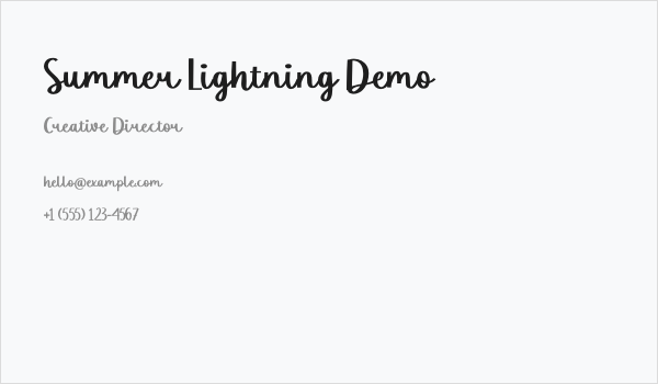 Summer Lightning Demo Business Card