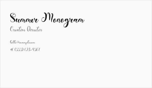 Summer Monogram Business Card
