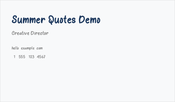 Summer Quotes Demo Business Card