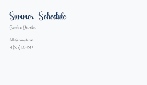 Summer Schedule Business Card