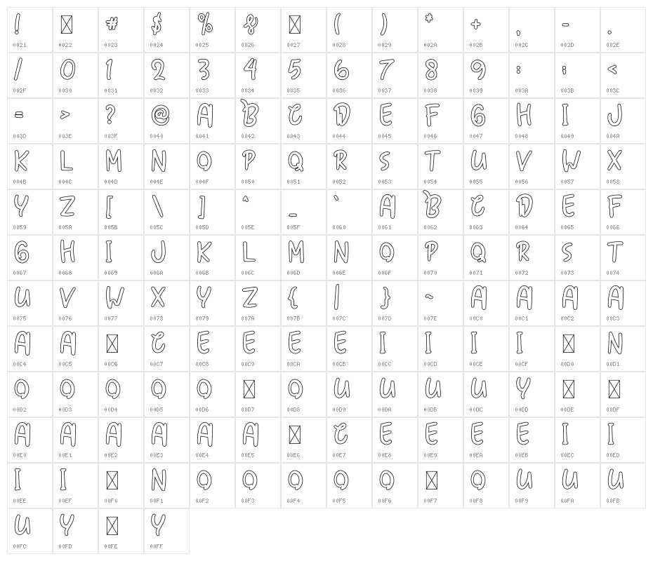 Summer Special Strok Stroke Line Character Map