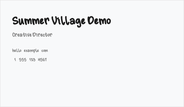 Summer Village Demo Business Card