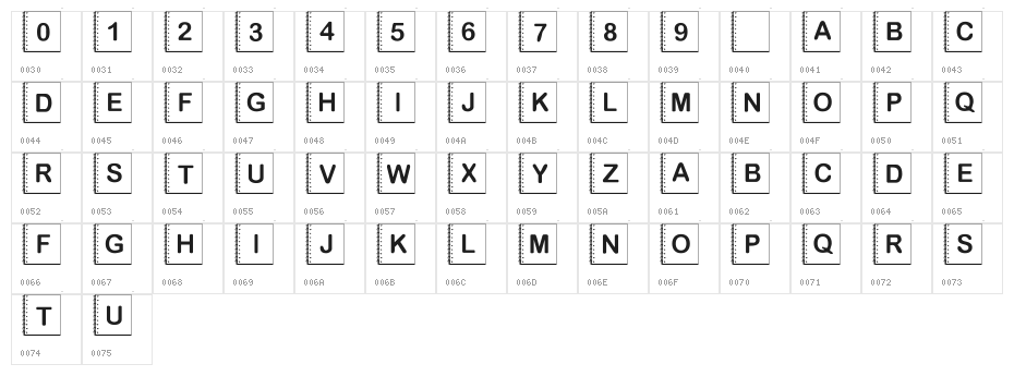 Summers Notebook Character Map