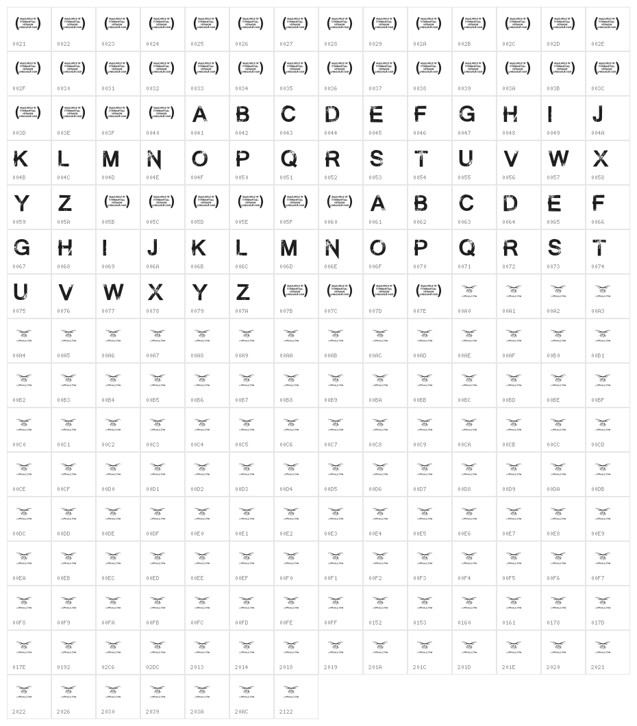 SummontheExecutioner-Regular Character Map