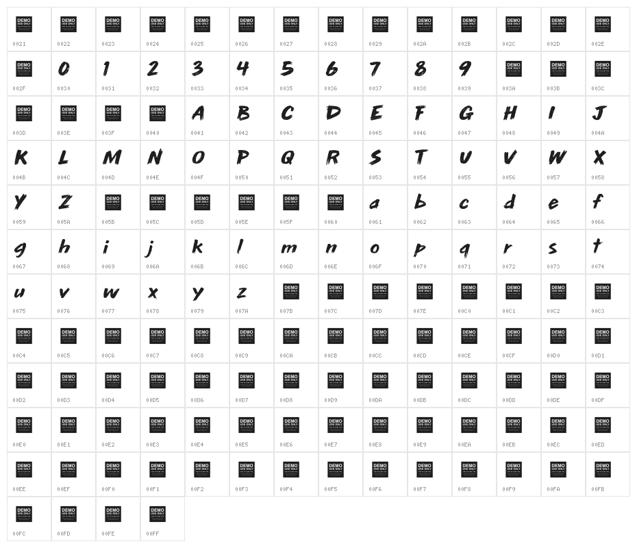 Sun Ray Character Map