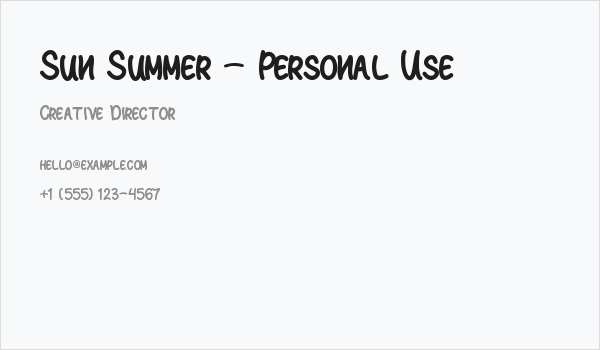 Sun Summer - Personal Use Business Card