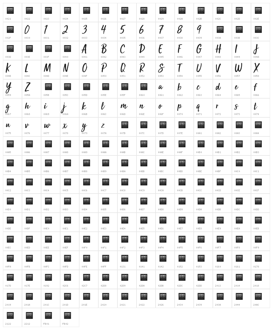 Sun Valley Character Map