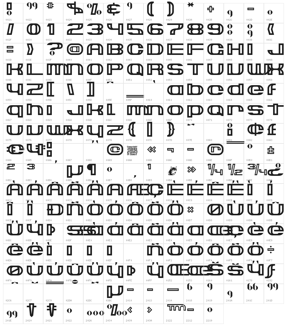 Suncatcher Character Map