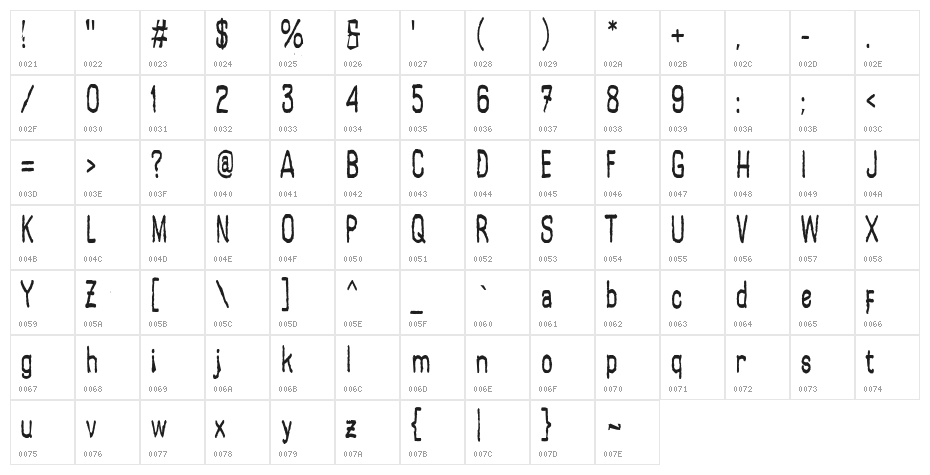 Sunday Everyday Regular Character Map