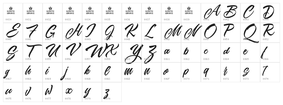 Sunday Morning Personal Use Character Map