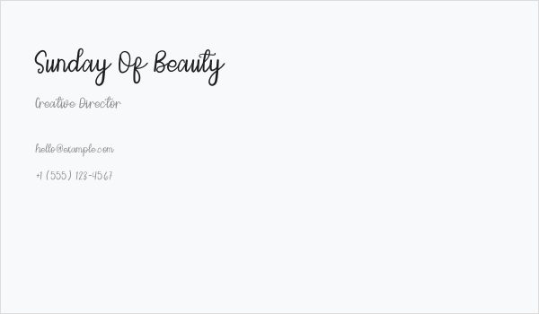 Sunday Of Beauty Business Card