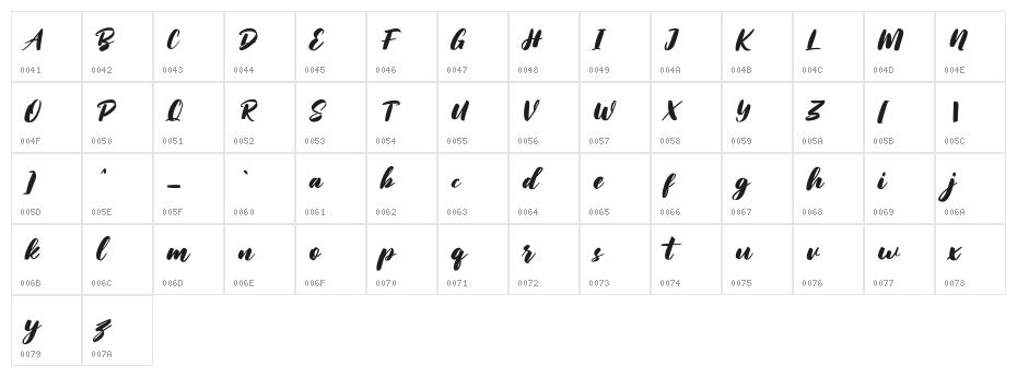 Sunday Serve Free Regular Character Map
