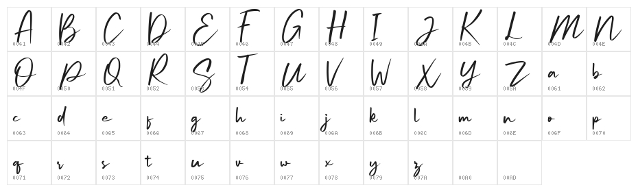 Sundey Free Regular Character Map
