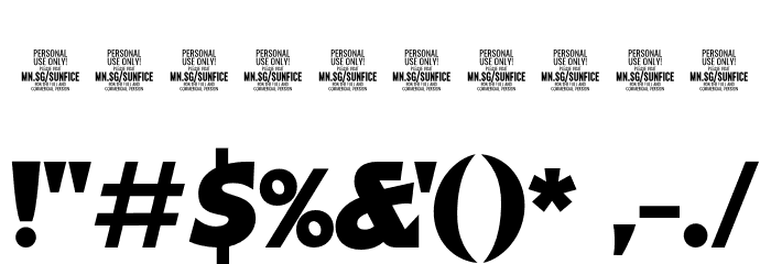 Sunfice PERSONAL USE ONLY Regular Font OTHER CHARS