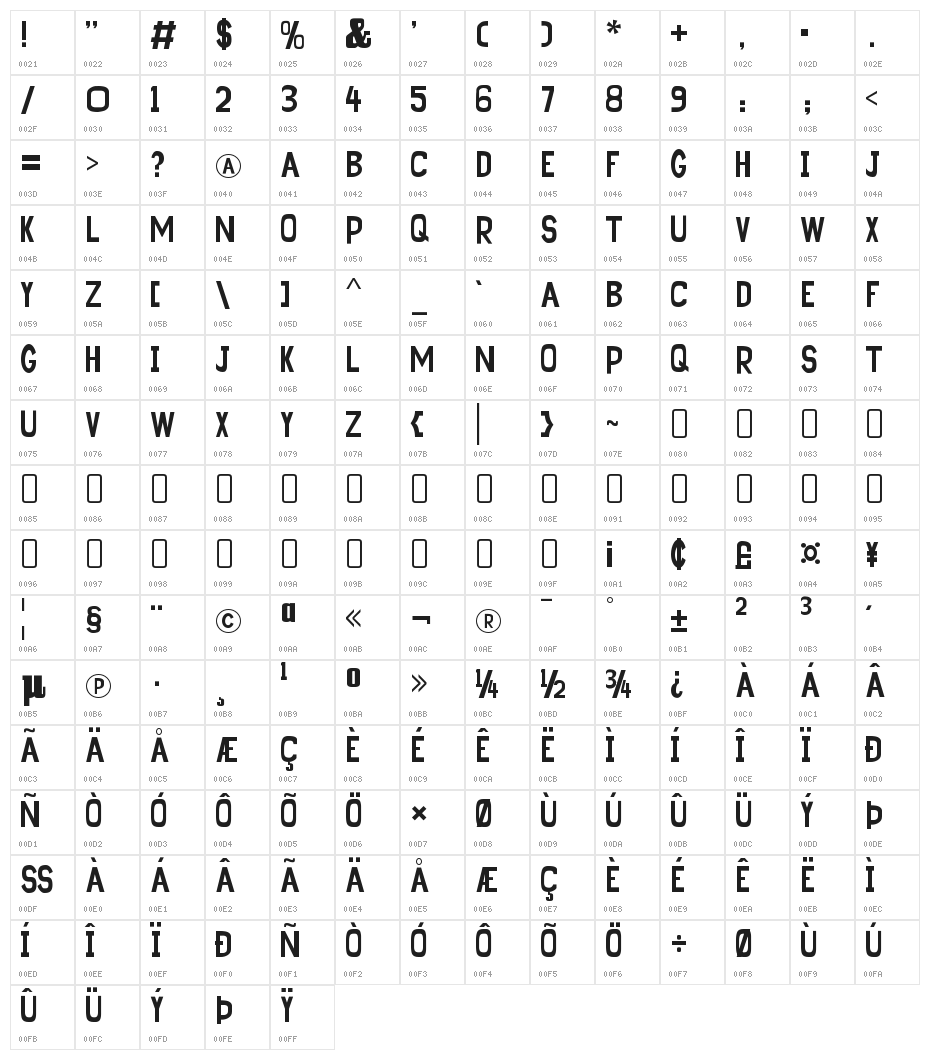 Sunflower Highway Sign Caps Character Map