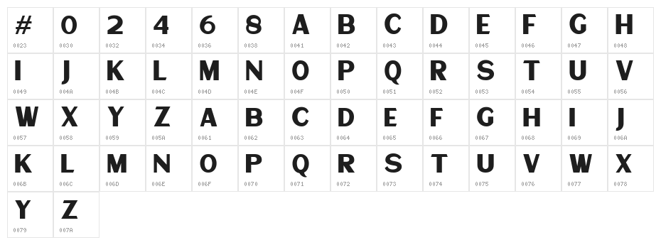 SunmorePersonalUse Character Map