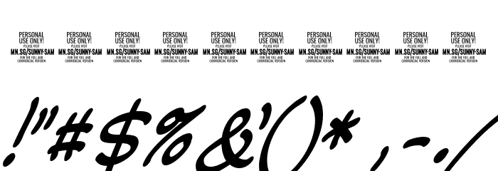 SunnySamPERSONAL-Bold Font OTHER CHARS