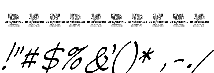 SunnySamPERSONAL-Medium Font OTHER CHARS