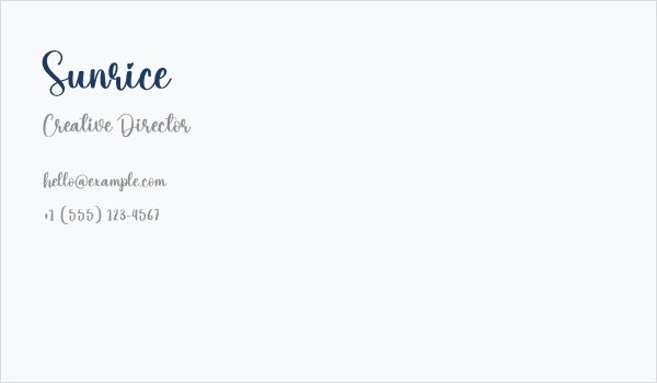 Sunrice Business Card