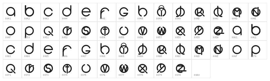 Sunrise Simple Expanded Bold Character Map