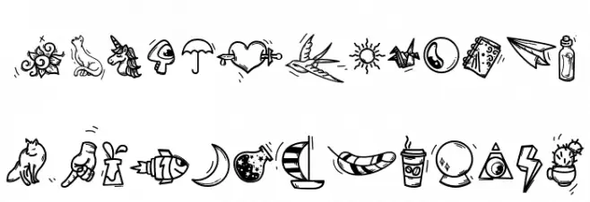 SunsetDingbats Schriftart Kleinbuchstaben