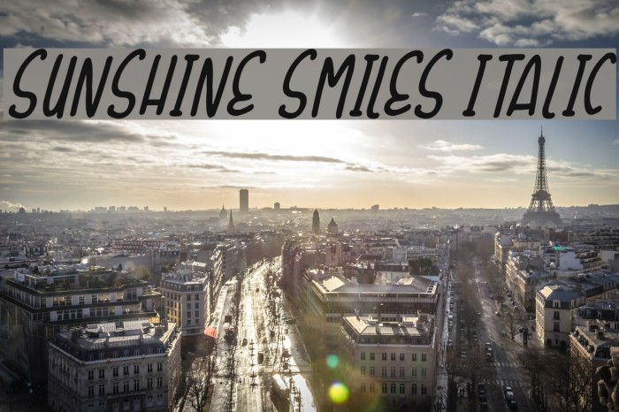 Sunshine Smiles Italic Font examples