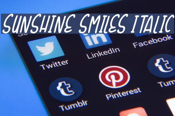 Sunshine Smiles Italic Font examples