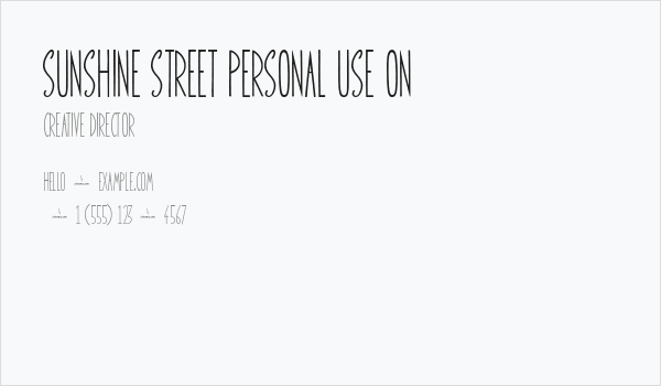 Sunshine Street Personal Use On Business Card