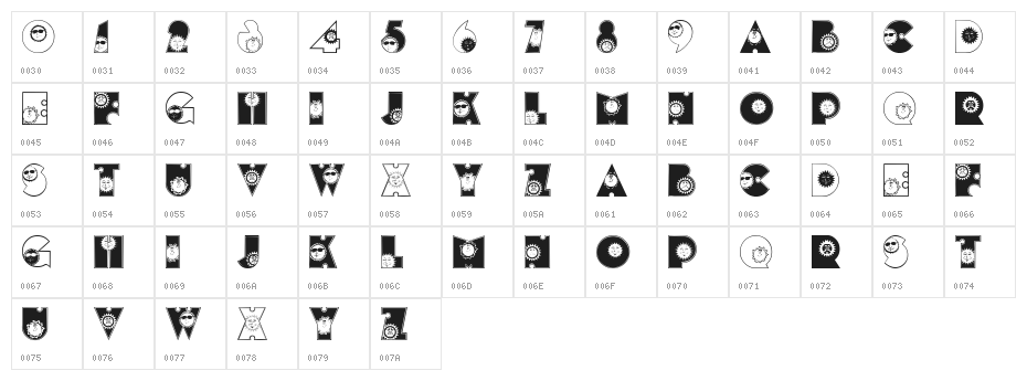 SunshineKiddyFont Character Map