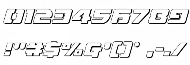 Super Commando 3D Italic Font OTHER CHARS