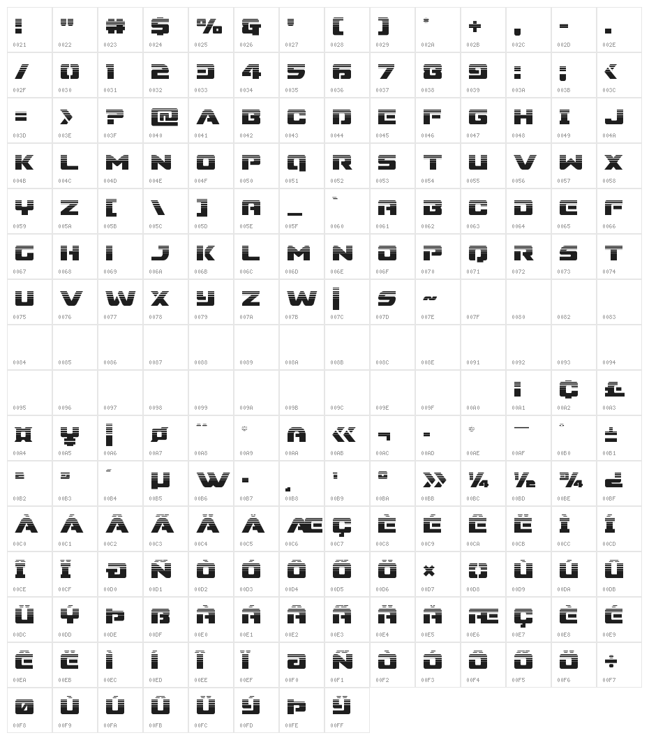 Super Commando Halftone Character Map