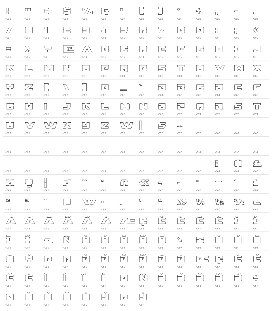 Super Commando Outline Character Map