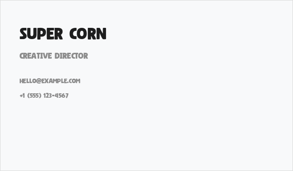 Super Corn Business Card