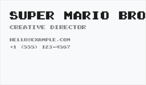 Super Mario Bros. 2 Regular Business Card