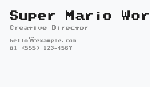 Super Mario World Text Box Regular Business Card
