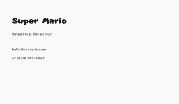 Super Mario Business Card