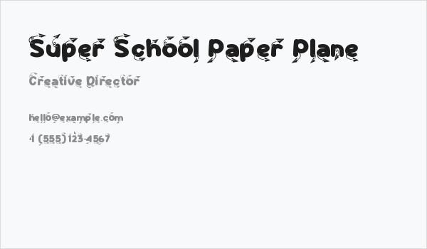 Super School Paper Plane Business Card