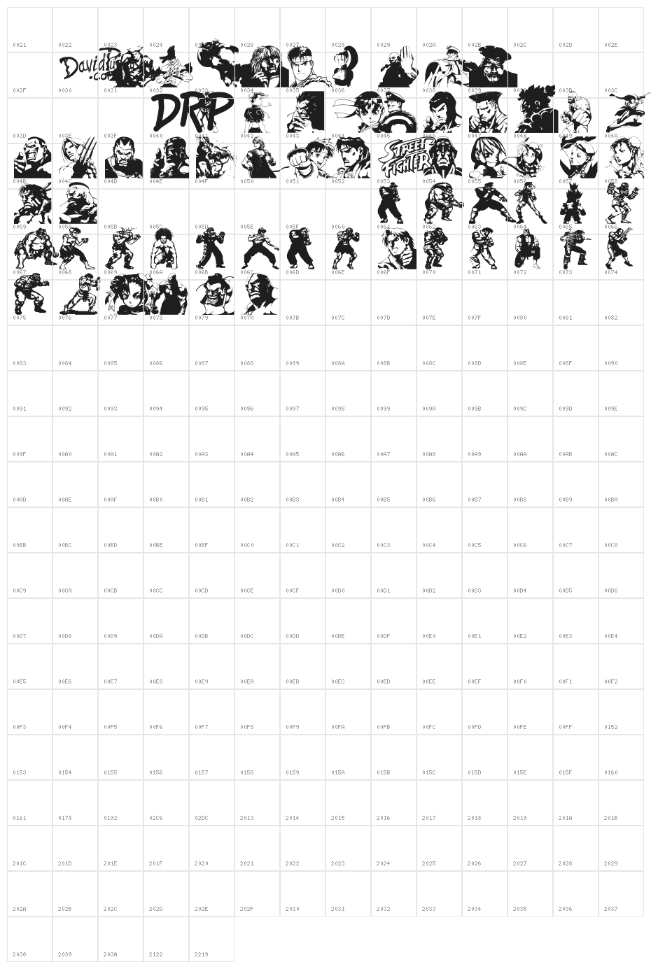 Super Street Fighter Hyper Fonting Character Map