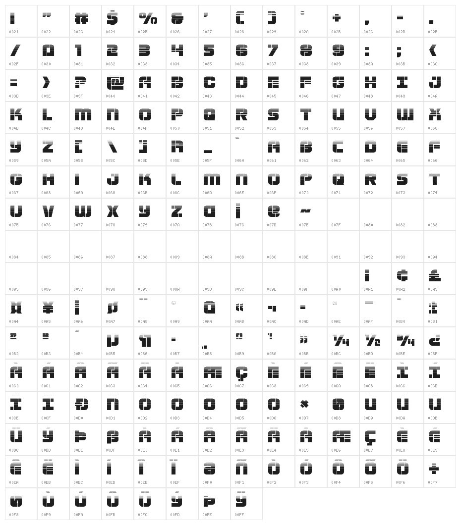 Super Submarine Halftone Character Map