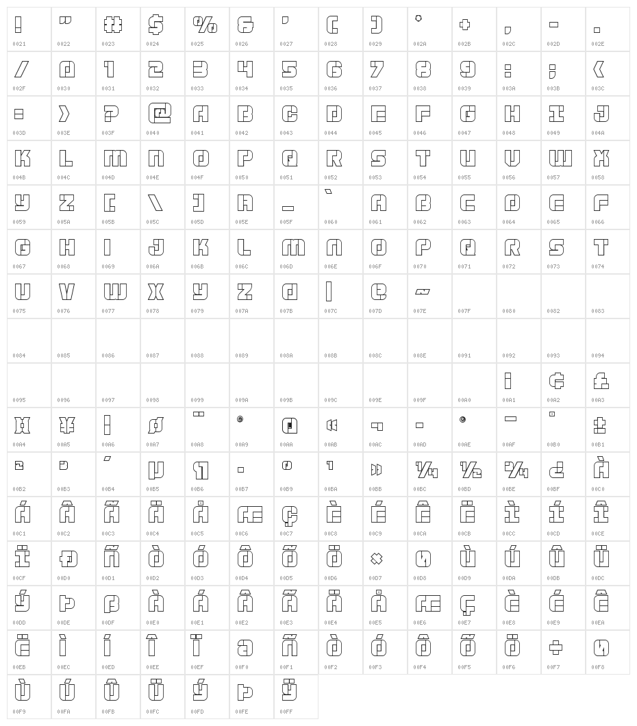 Super Submarine Outline Character Map