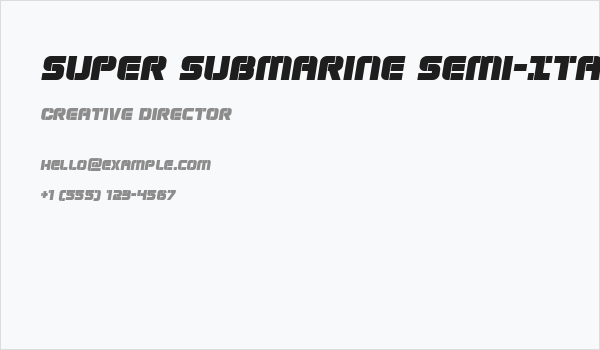 Super Submarine Semi-Italic Business Card