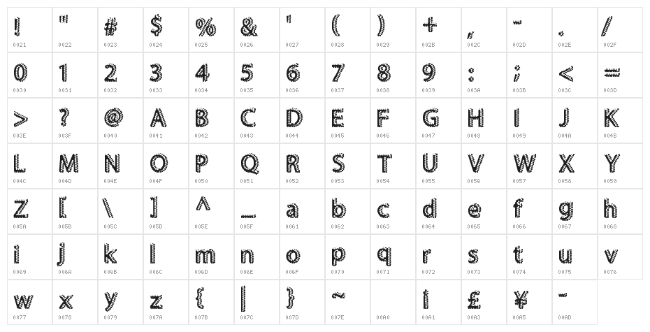 SuperBling Character Map