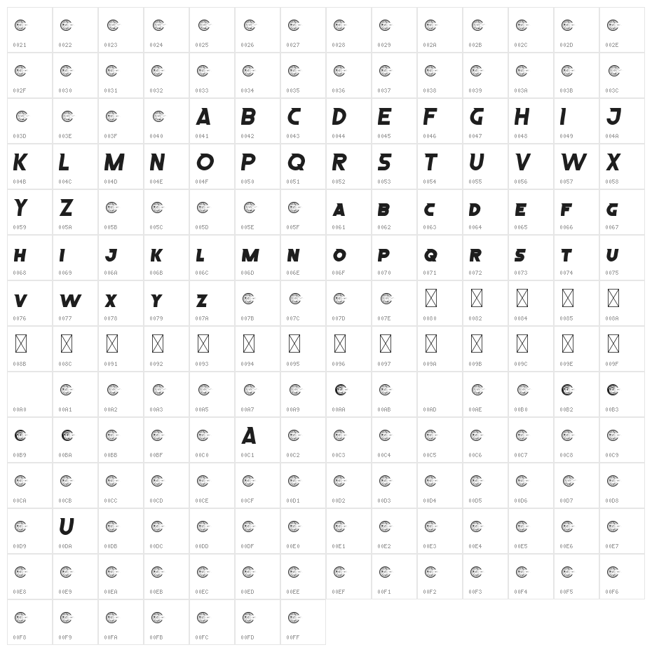 SuperFlashDemo Character Map