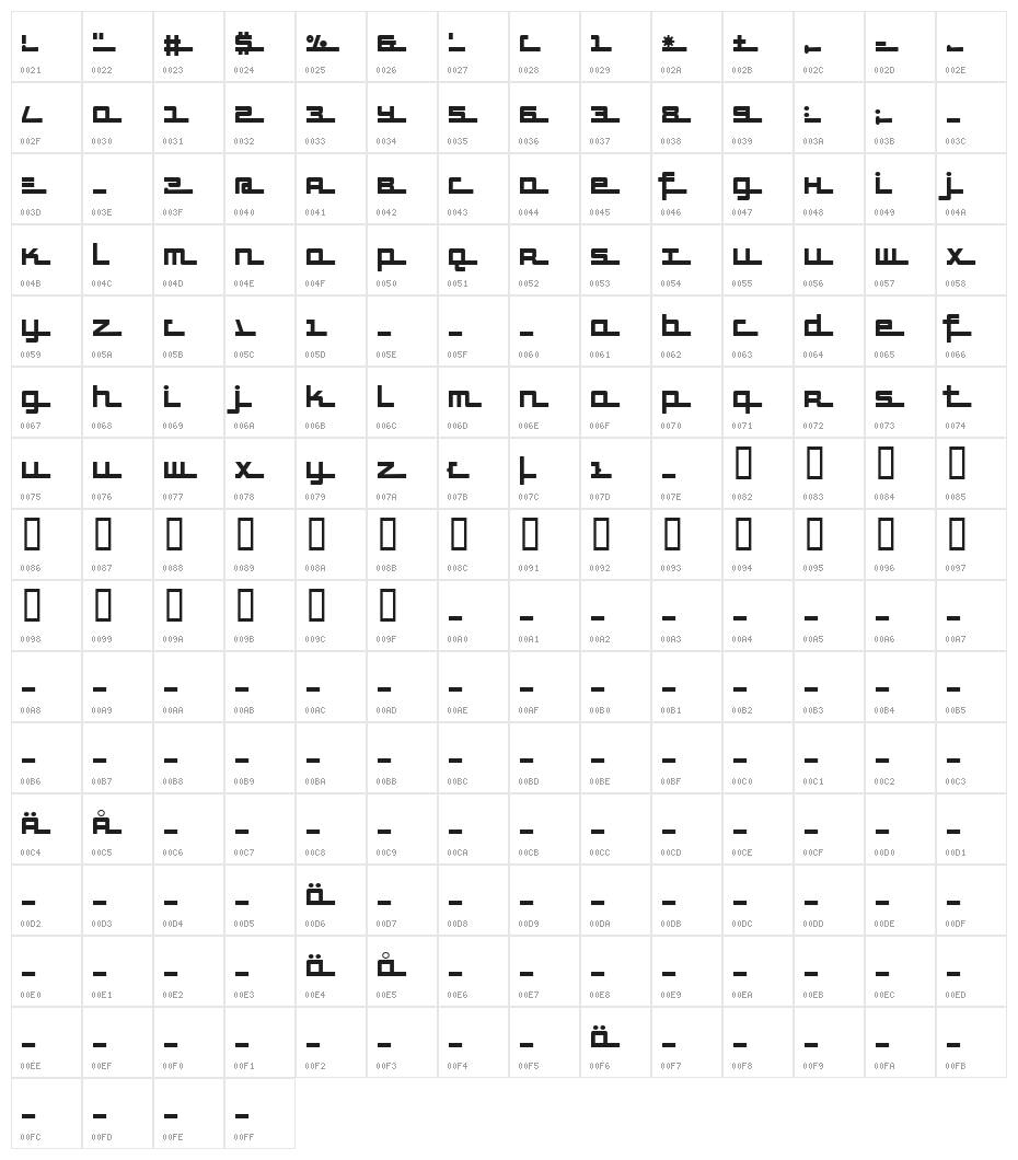 SuperHighway Character Map