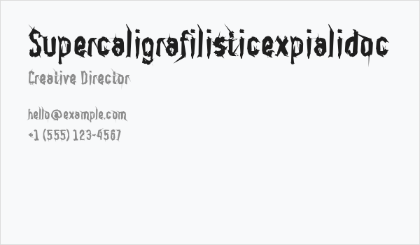 Supercaligrafilisticexpialidoc Business Card