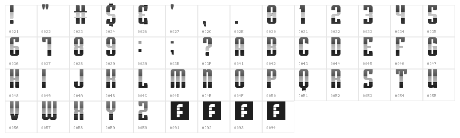 Superguns Horizontal Regular Character Map